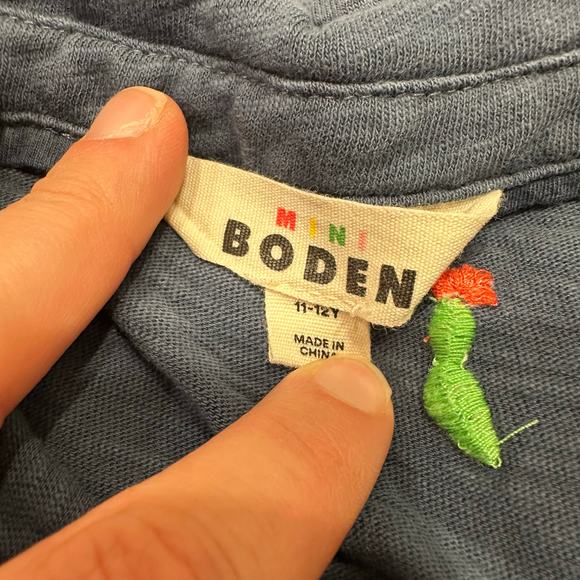 Mini Boden Navy Embroidered Cactus Collared Shirt - Picture 7 of 7